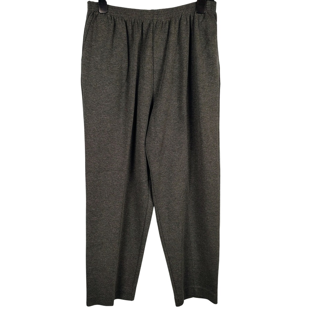Alfred Dunner Womens SZ 18 Pull On Elastic Waist Pants Grey Knit Grannycore USA